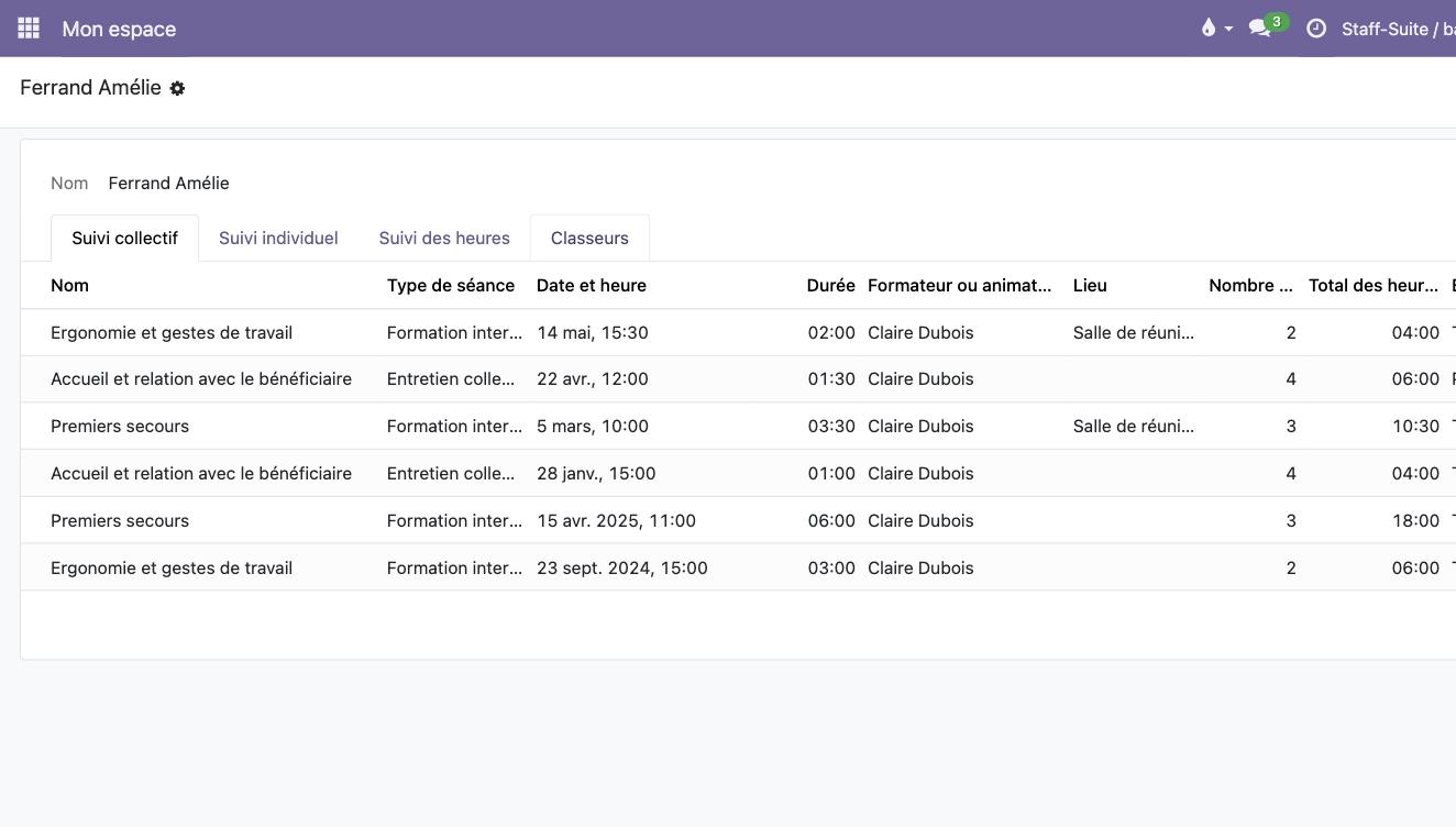 Application Mon espace : les formations, entretiens et documents d'un collaborateur, vus par lui-même
