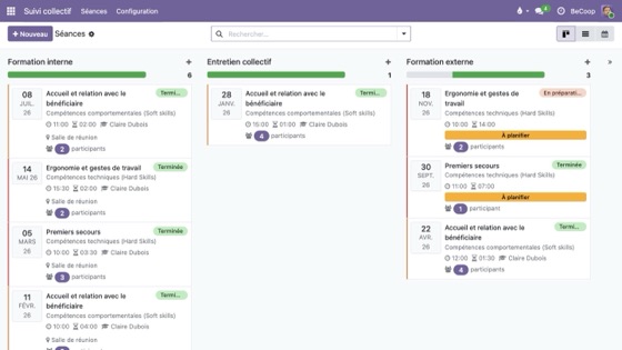 Séances de formation en kanban