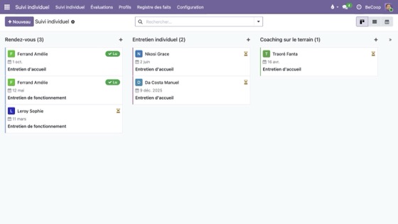 Kanban du suivi individuel